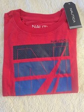 Nautica Red Short Sleeve 100 Cotton Graphic T-Shirt 3T Crew Neck Logo Casual
