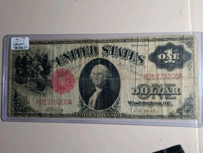 1917年 ONE DOLLAR  1917 One Dollar United States Note $1 Large Size RED SEAL SAWHORSE