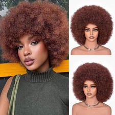 Afro Wig 70s Afro Kinky Curly Wig with Bangs Bouncy Huge Fluffy Cosplay 14"