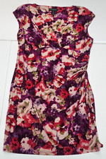 Lauren Ralph Lauren LRL Sleeveless Faux Wrap ruchehed side dress Floral Size 14