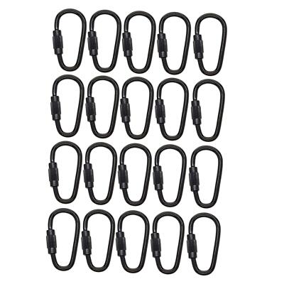 20Pcs Small Locking Carabiner Clip D Rings Black Keychain Carabiner ...