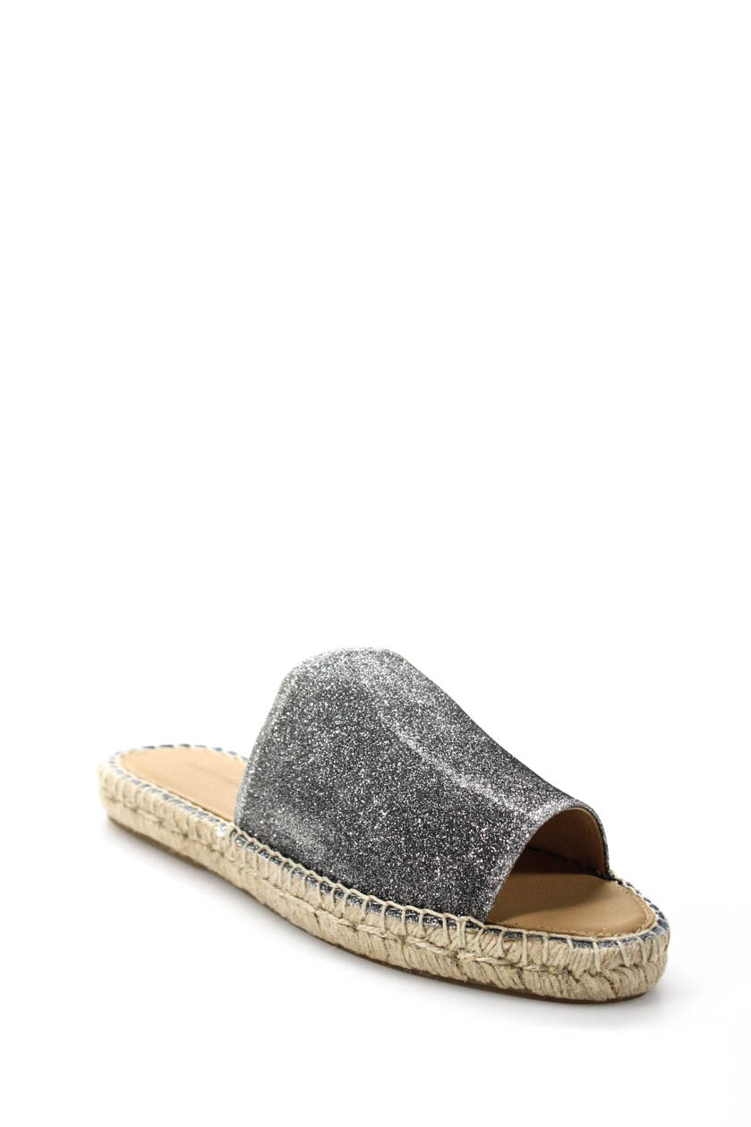Matt Bernson Sandalias tacón bajo para mujer diapositivas de Palma Plata Brillo Cuero Matt Bernson Sandalias tacón bajo para mujer diapositivas de Palma Plata Brillo Cuero