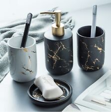 4 pcs Ceramic Bathroom Accessories Set Soap Dispenser Toothbrush Holder Dish