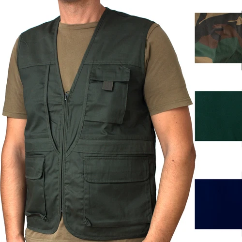 Mens Sleeveless Hunting Military Fishing Green Multi Pocket M L XL XXL 3XL Vest