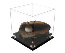 Versatile Clear Acrylic Display Case  with Gold Risers 11" x 11" x 11" (A001-GR)