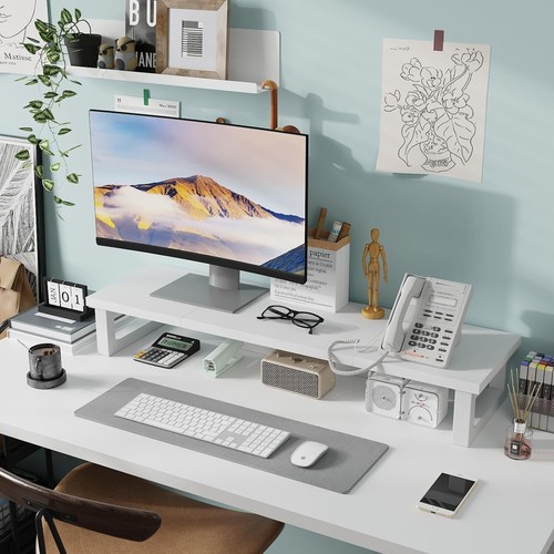 Sturdy Wood and Steel Monitor Riser for Dual Screens - Ergonomic Design Included - Picture 5 of 9