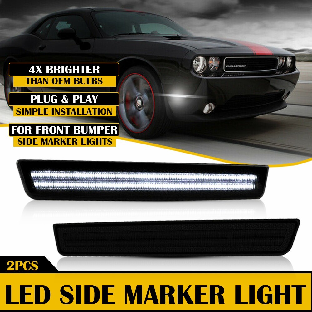 2015-2021 Dodge Challenger Smoked LED White Fender Side Marker Lights