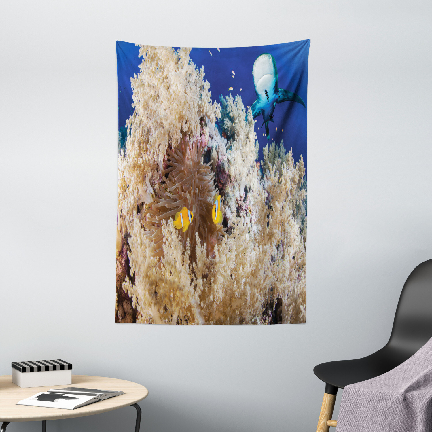 Underwater Fish Tapestry Ocean Nautical Print Wall Hanging Decor