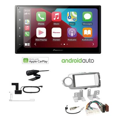 Pioneer Autoradio Apple CarPlay Bluetooth für Toyota Yaris ab 2011 silber