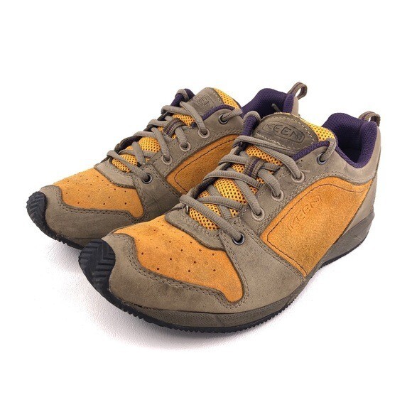 KEEN Scarpe da trekking basse outdoor in pelle arancione taglia 7 EUR 37 5 pizzo