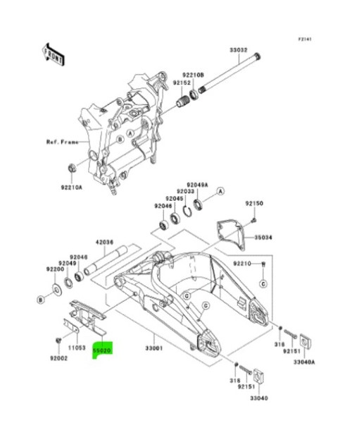 Kawasaki 55020-0111 Ninja ZX6R Guard Chain | eBay