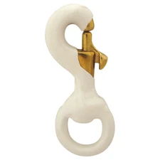 2 White Rubber Coated Brass Snap Hooks Flag Flagpole Halyard Hardware