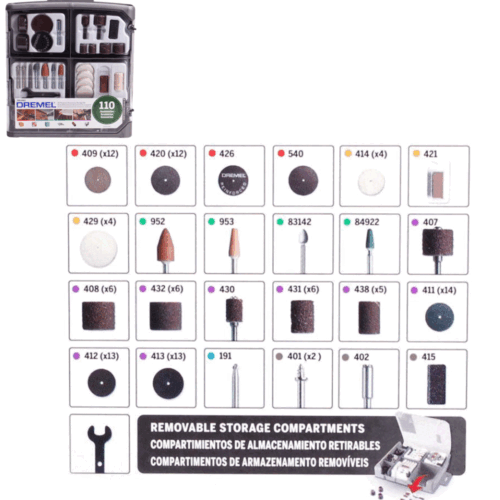 DREMEL 709-RW2 110pce Set accessori in custodia kor - Foto 2 di 3
