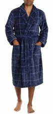Tommy Bahama Men's Plush Robe with Pockets Navy Plaid