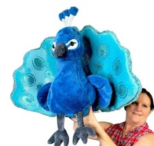 VERY RARE HUGE Beautifully Detailed Peacock Bird 24" Plush Stuffed Animal Toy