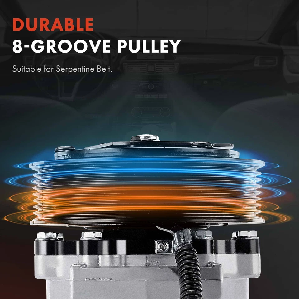 A/C Compressor w/ 8-Groove Pulley for Kenworth T660 T680 T880 Peterbilt 365 367 - Image 4 of 4