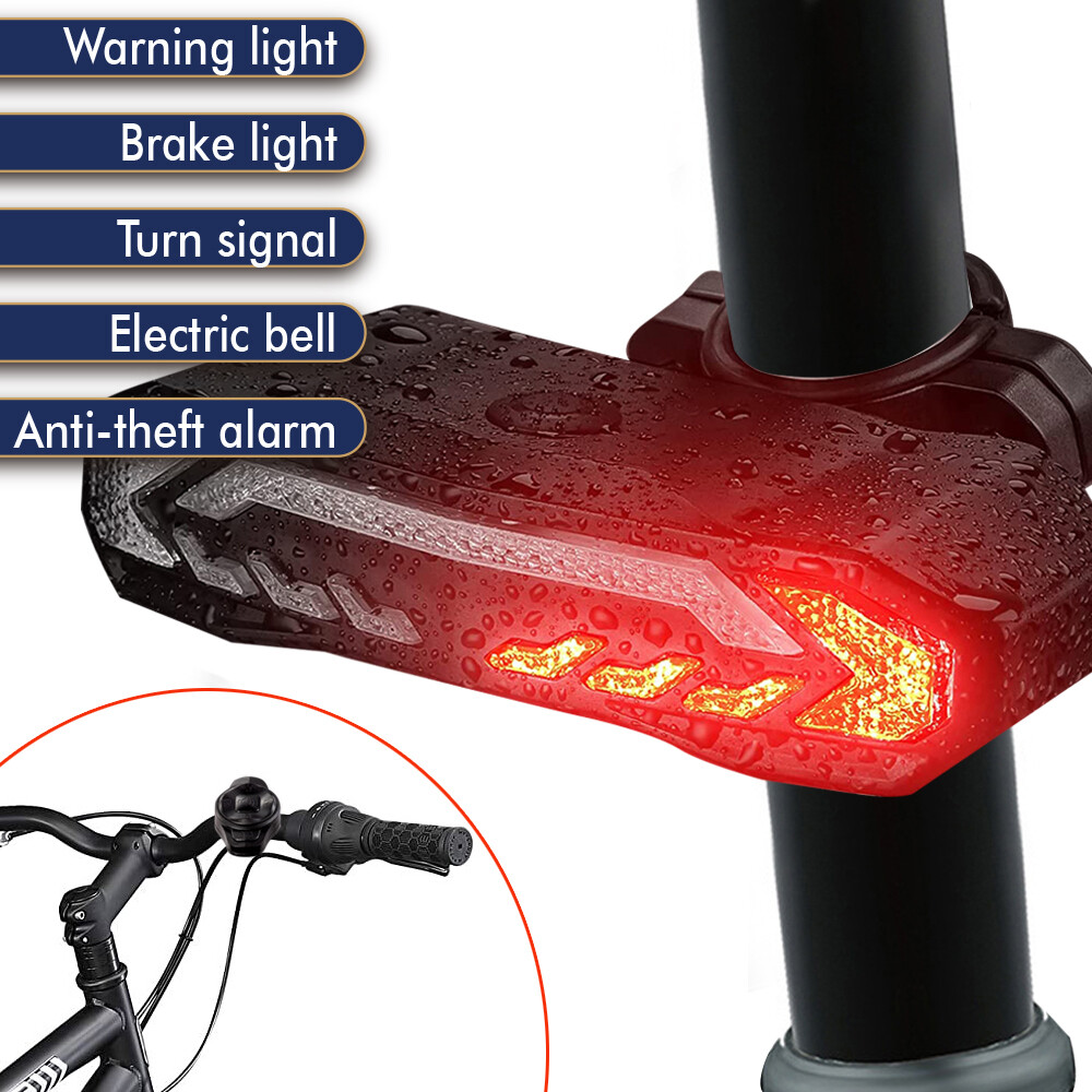 Rechargeable Bike Taillight LED Bicycle Horn Turn Signals Brake
