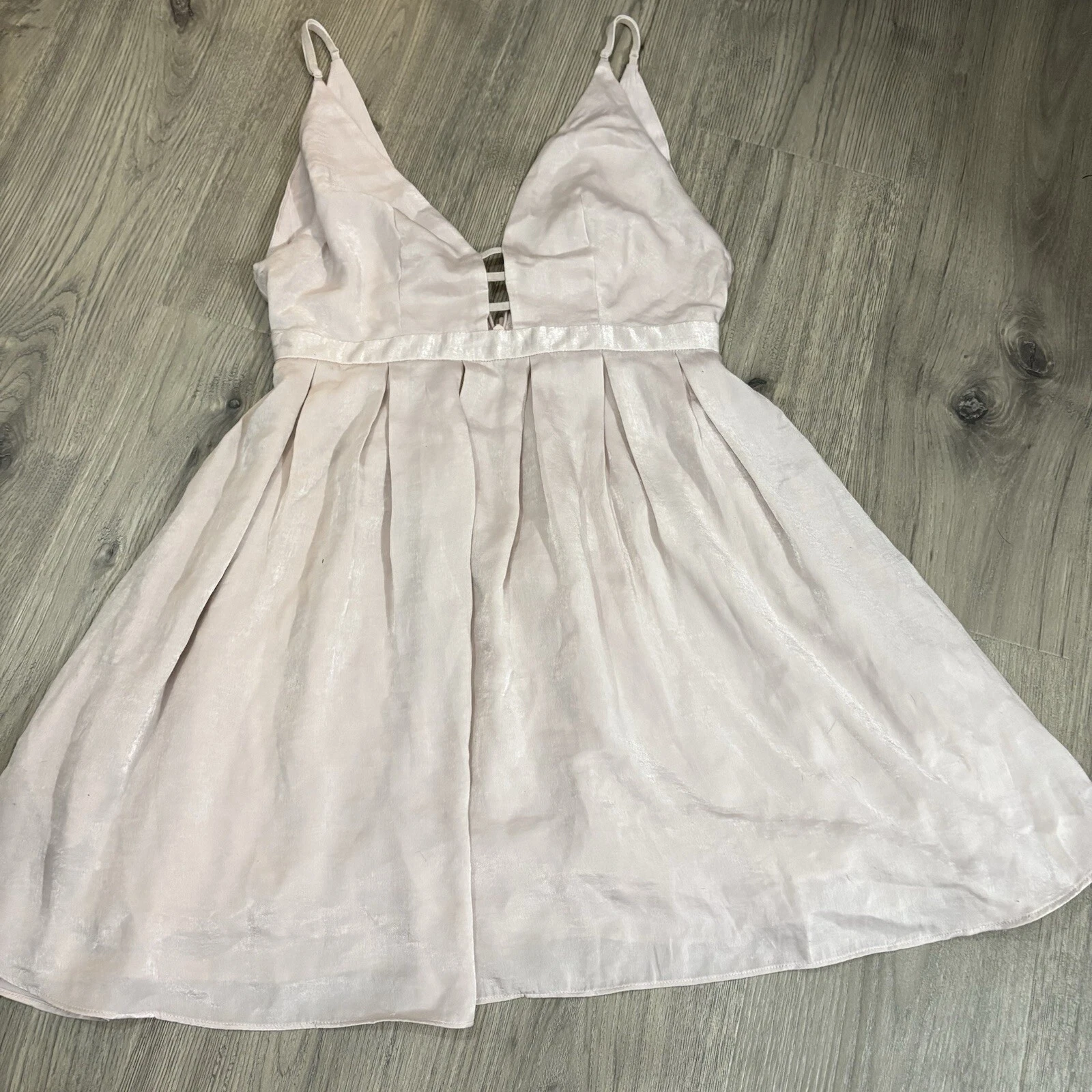 VALENTINO Free People Mini Abito Donna Gabbys Party Tutta la Notte Raso Taglia 6 Rosa Blush