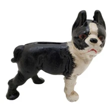 Cast Iron Vintage Boston Terrior Black and White Dog  Bank Decor