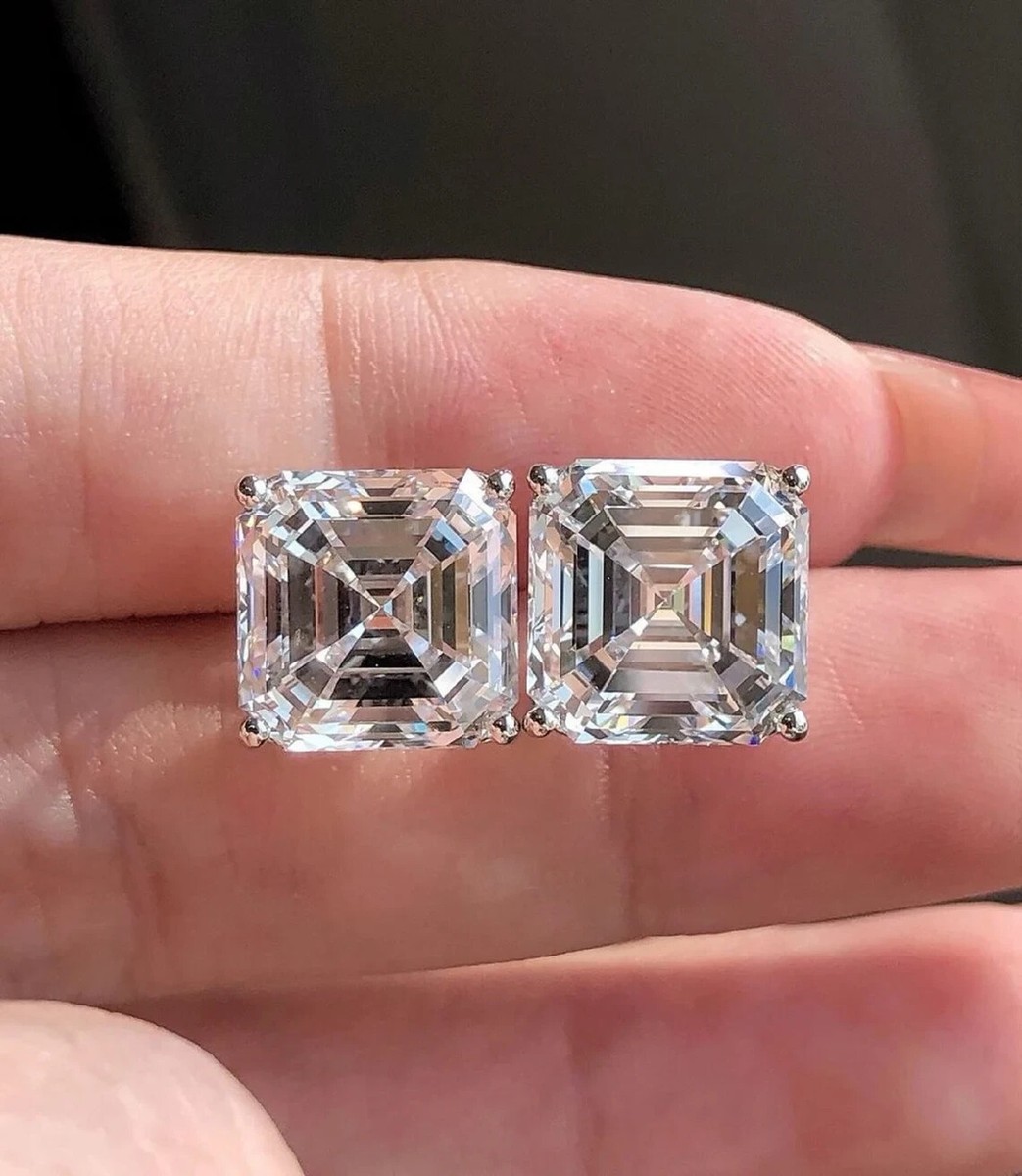 Ct Asscher Cut IGI Certified Lab Grown Diamond Stud Earrings