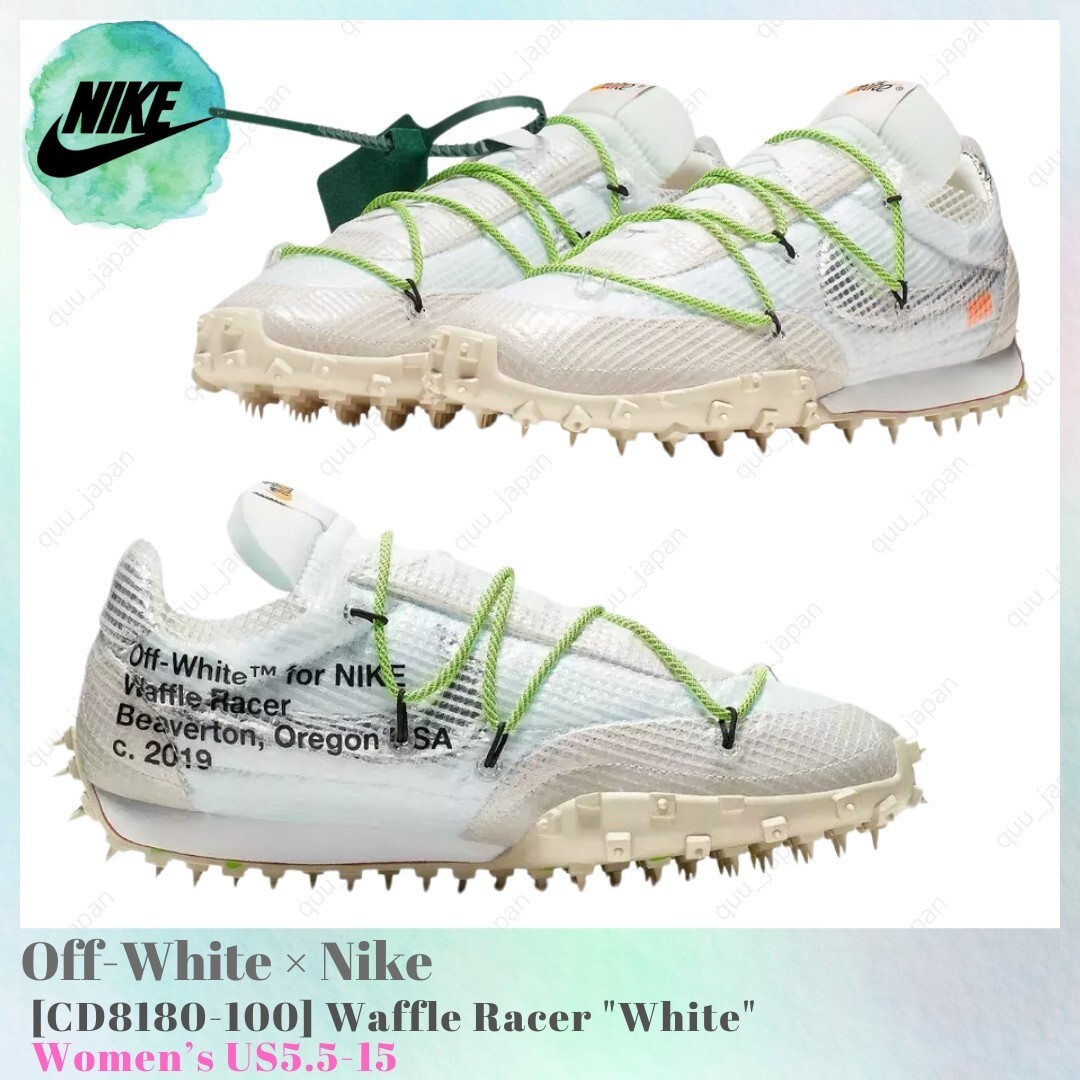 Off-White × Nike Waffle Racer White CD8180-100 Women's US5.5-15