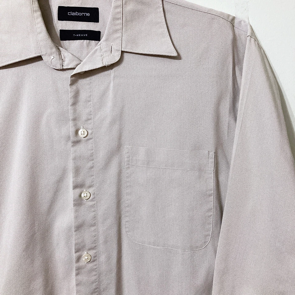 Claiborne T-Weave хаки платье рубашка 16 32/33 хлопковая смесь - Изображение 2 из 4