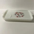 Vintage 60’s Anchor Hocking Milk Glass Fleurette Snack Trays Set Of 2 Hostess