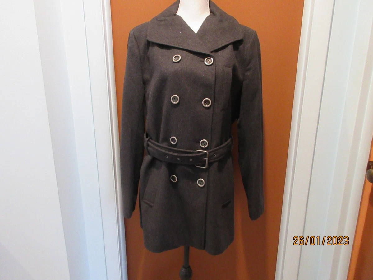 Double-breasted trench coat with belted closure