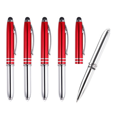 Kugelschreiber Stift mit Stylus Spitz und LED Blitzlicht 5 Pack 3 in 1 1.0mm Rot
