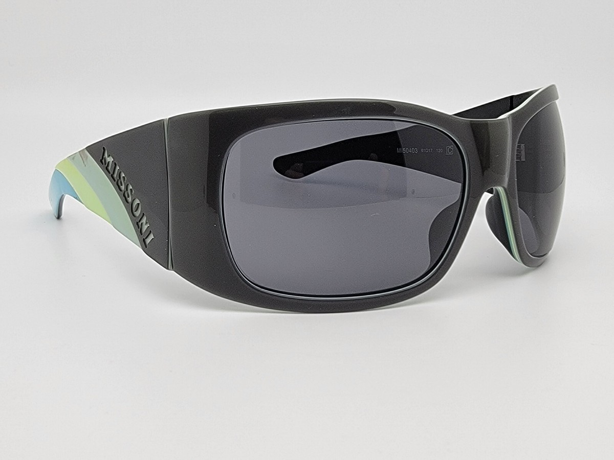 Missoni MI50403 Green Blue on Black Frame Grey Lens Wrap  display picture 1