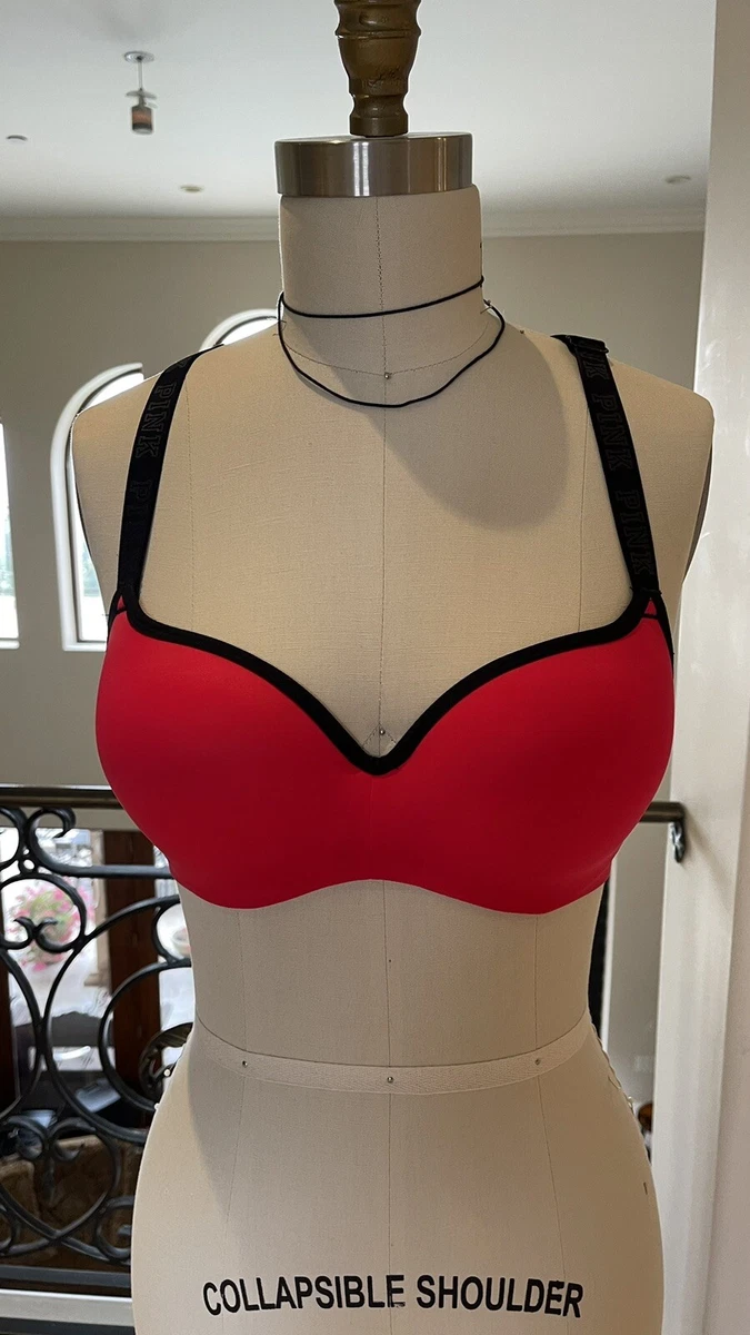 pink victoria secrets ultimate push up sports bra racerback Red S (D-DD)