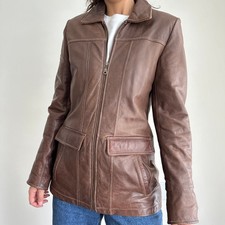 Wilson Leather Jacket Womens Small Brown Distressed Retro Vintage Zip Front