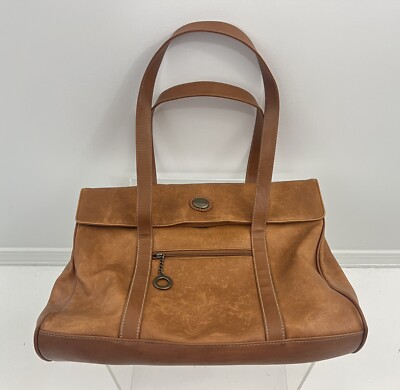 Vintage 80s Capezio Bag Satchel Carryall Brown Leather Compartments  17x12x4