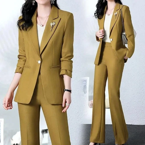 Spring and Autumn Blazer Coat Set Trousers 2Piece Women's Suit Jacket Pants - Picture 2 of 26