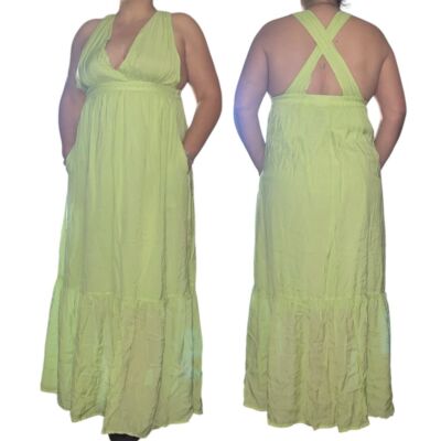 Scotch & Soda Amsterdam women's Maxi Dress w/Open back in Lime Green