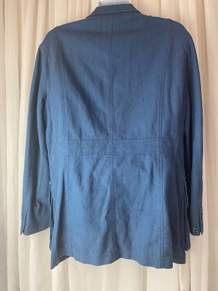 Blazer Abrigo Deportivo J. Peterman Azul Mezcla Lino Hombre Talla 42R Foto 4 de 4