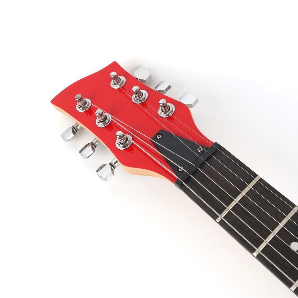 6 string Electric Guitar mini travel kid with gig bag strap in red