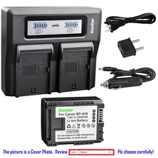 Kastar Battery Dual LCD Fast Charger for Canon BP-808 & VIXIA HF M400 Camcorder