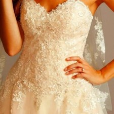 Strapless, Beaded Unaltered Wedding Gown