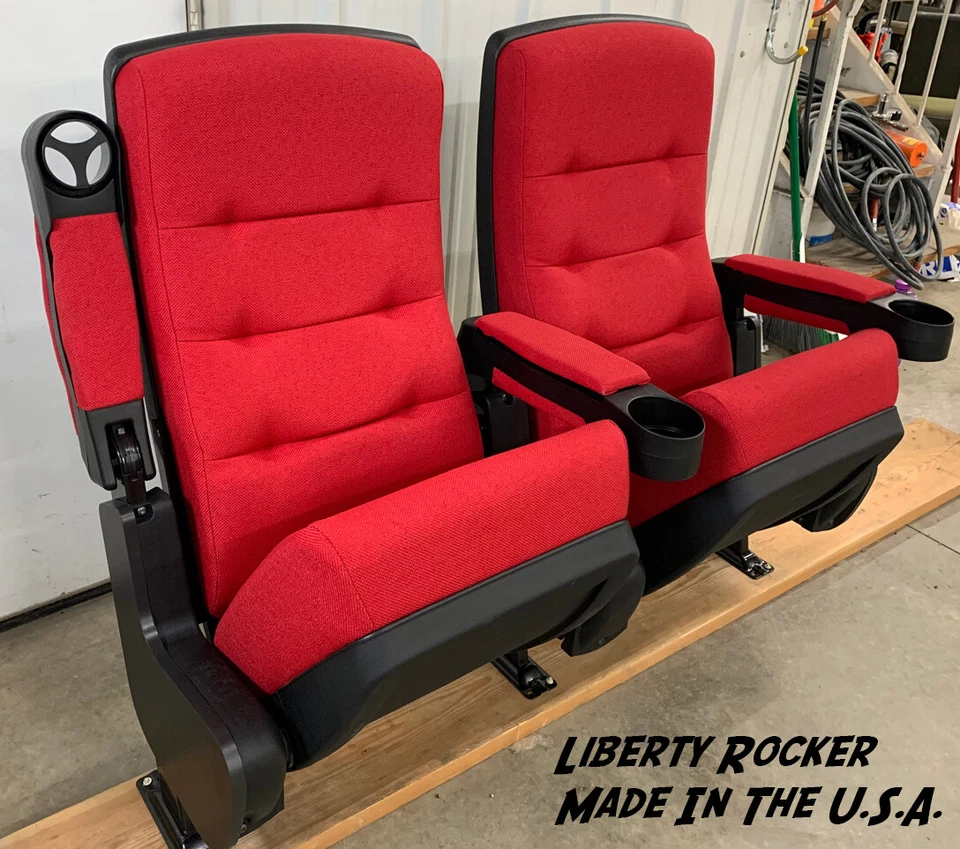 4 NEW MOVIE CINEMA Seats Rocking Home theater seating rocker Made in the USA RED - Image 3 of 4