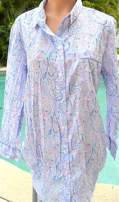 Victorias Secret Couvre Sommeil Chemise Top L Bleu Pastel Cachemire Long Manche - Photo 1/2