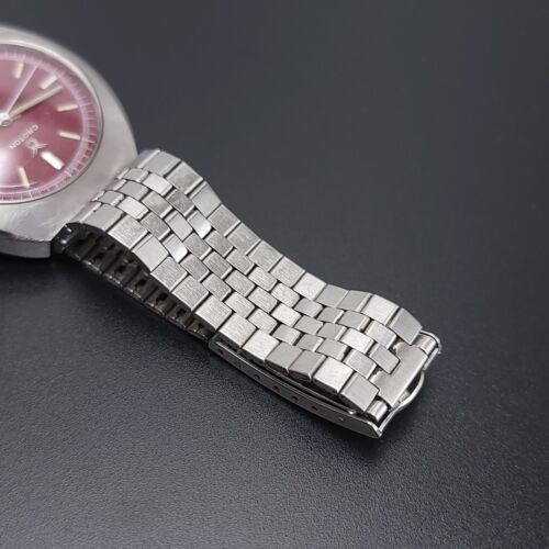 Vintage Croton Burgundy Aquamatic Date Day Stainless Steel Swiss Watch READ - Picture 9 of 13