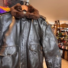 1970s Vintage SCHOTT A2 Military Pilot Sherpa Leather Bomber Flight Jacket G-1