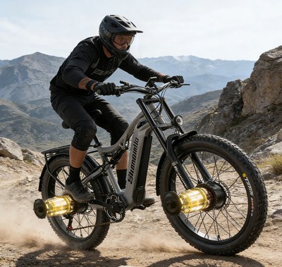 Neu Dual Motor E-Bike 2000W Herren 48V 17.5Ah Akku Elektrofahrrad Ölbremse MTB