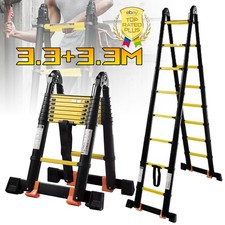 6.6M Multi-Purpose Aluminium Telescopic Ladder Folding Roof Work RV Home 150KG