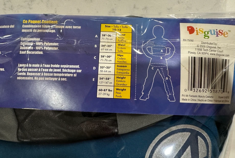 DELUXE FANTASTICO 4 Disfraz Niño CON Músculos, Talla L (10-12), TOTALMENTE NUEVO Foto 4 de 4