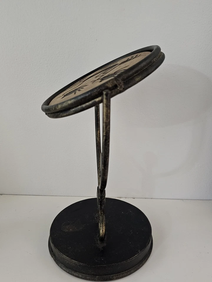Unique Kokopelli Southeastern Style Heavy Metal Rotating Tabletop Mirror Rare - Image 3 of 4