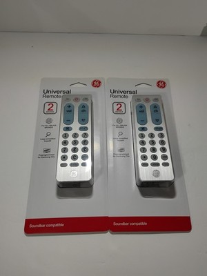 2 Pack Silver GE Universal TV Remote Control 4 Devices Total By Jasco 33701