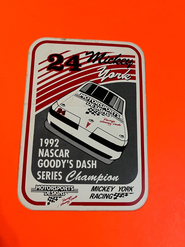 Mickey York #24 1992 Nascar Dash Series Champion Decal