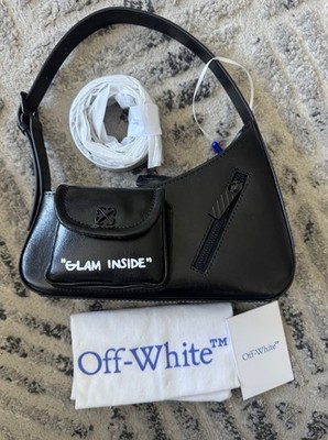 Off-White Jitney Hobo Bag Black GLAM INSIDE Logo Adjustable Strap